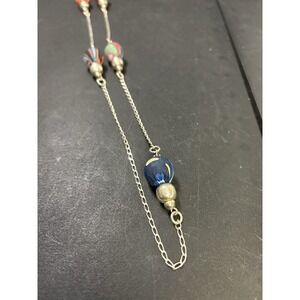 Pinveda Covalin 18 Inch 925 Sterling Silver Necklace Silk Beads Made In Italy